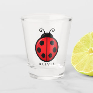 Schattige Rode Lieveheersbeestje Met Naam Grafisch Shot Glas