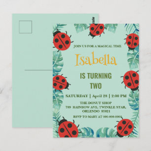 Schattige rode lieveheersbeestje met polka stippen briefkaart