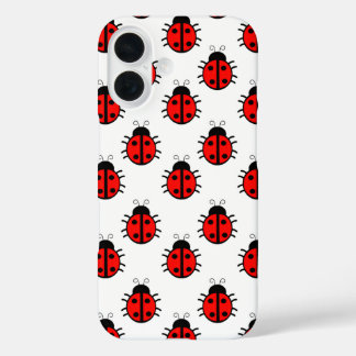 Schattige Rode Lieveheersbeestjes Patroon en Opgew iPhone 16 Hoesje