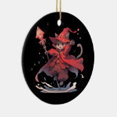 Schattige Rode Magiër Kat Held Keramisch Ornament (Rechts)