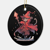 Schattige Rode Magiër Kat Held Keramisch Ornament (Links)