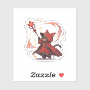 Schattige Rode Magiër Kat Held Sticker