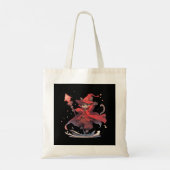 Schattige Rode Magiër Kat Held Tote Bag (Achterkant)
