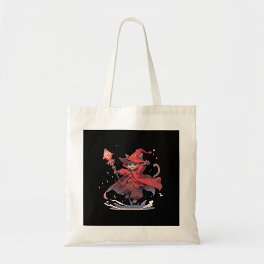 Schattige Rode Magiër Kat Held Tote Bag (Voorkant)