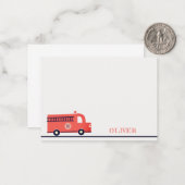 Schattige rode marine brandweerauto motor monogram notitiekaartje (Voorkant / Achterkant in situ)
