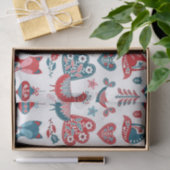 Schattige Rode Navy Kerst Scandinavische Volkskuns Tissuepapier (Geschenk)