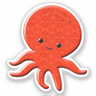 Schattige Rode Octopus Sticker