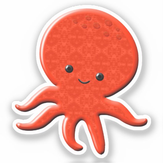 Schattige Rode Octopus Sticker (Voorkant)