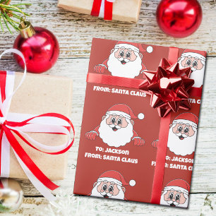 Schattige Rode Op Maat Gemaakte Van De Kerstman Cadeaupapier