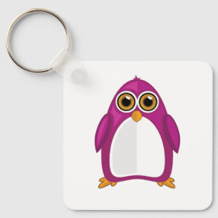 Schattige Rode Paarse Pinguïn Kawaii Cartoon Grote Sleutelhanger