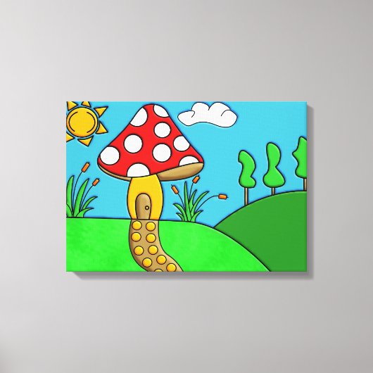 schattige rode paddenstoel canvas afdruk (Voorkant)