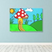 schattige rode paddenstoel canvas afdruk (Insitu (Houten vloer))