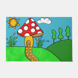 schattige rode paddenstoel deurmat