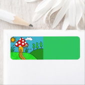 schattige rode paddenstoel etiket (Insitu)