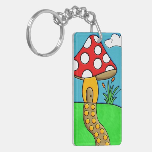 schattige rode paddenstoel sleutelhanger (Voorkant Links)