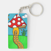 schattige rode paddenstoel sleutelhanger (achterkant)