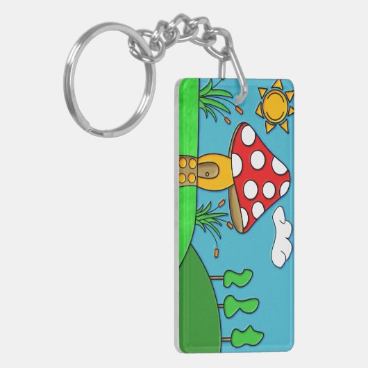 schattige rode paddenstoel sleutelhanger (Voorkant Links)