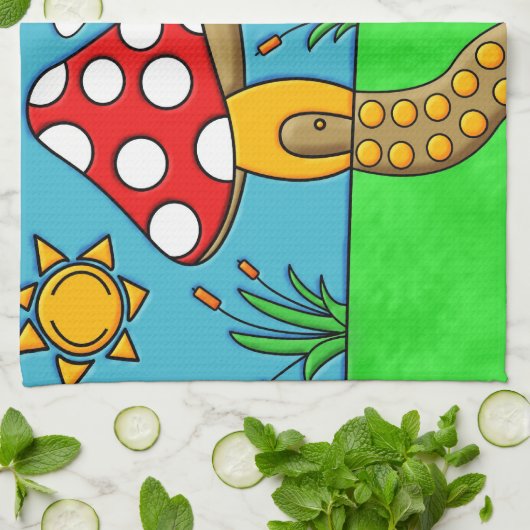 schattige rode paddenstoel theedoek (Gevouwen)