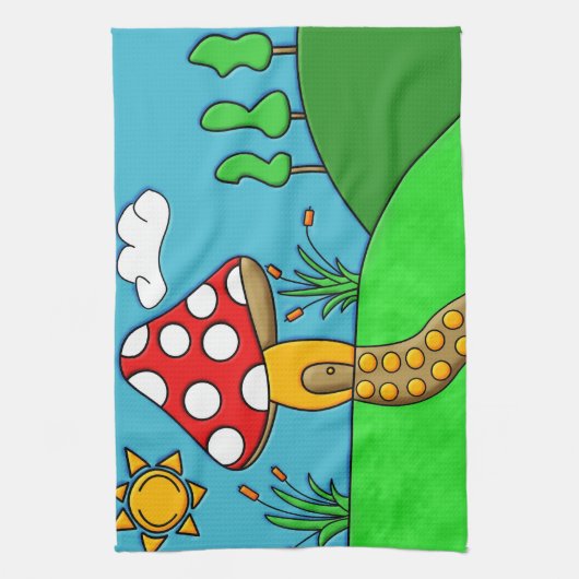 schattige rode paddenstoel theedoek (Verticaal)