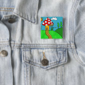 schattige rode paddenstoel vierkante button 5,1 cm (In situ)