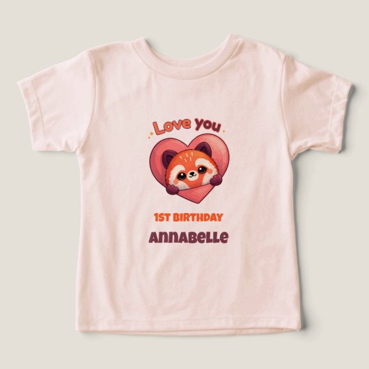 Schattige Rode Panda - 1e Verjaardag Meisje (Design voorkant)