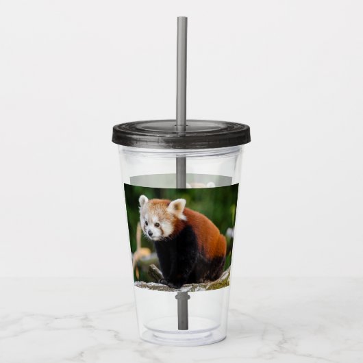 Schattige Rode Panda Acryl Drinkbeker (Voorkant)