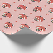 Schattige Rode Panda Barista Cadeaupapier (Hoek)