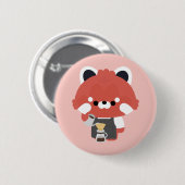 Schattige Rode Panda Barista Ronde Button 5,7 Cm (Voorkant /achterkant)