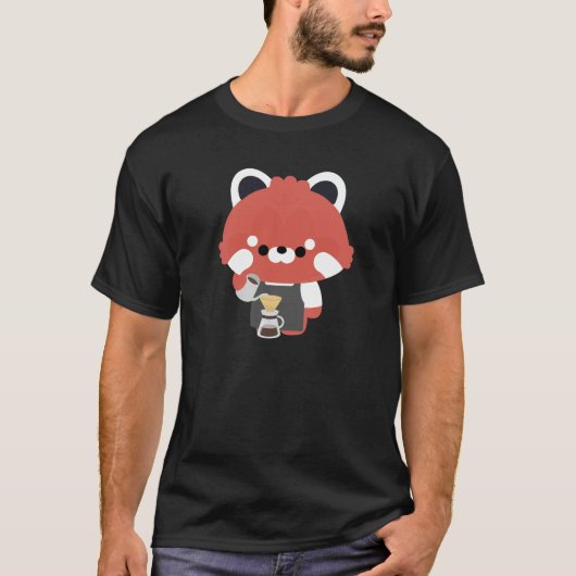 Schattige Rode Panda Barista T-shirt (Voorkant)