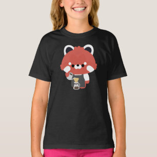 Schattige Rode Panda Barista T-shirt