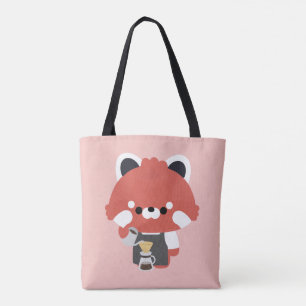Schattige Rode Panda Barista Tote Bag