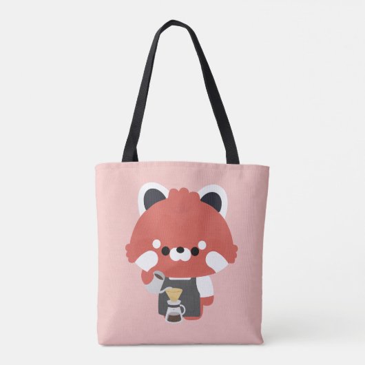 Schattige Rode Panda Barista Tote Bag (Achterkant)