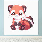 schattige rode panda canvas afdruk (Insitu (Houten vloer))