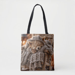 Schattige rode panda die slaapt in een miniatuur s tote bag