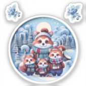 Schattige rode panda familie in de sneeuw sticker (Voorkant)