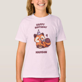 Schattige Rode Panda - Gelukkige Verjaardag T-shirt