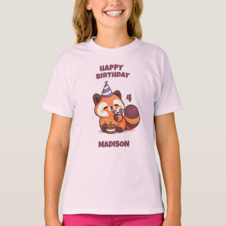 Schattige Rode Panda - Gelukkige Verjaardag T-shirt