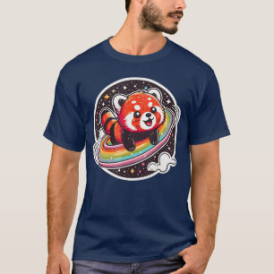 Schattige rode panda in de ruimte cartoonstijl leu t-shirt