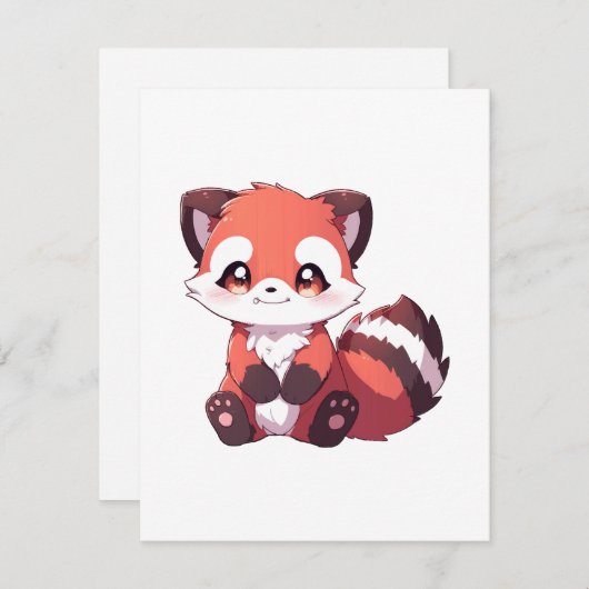 schattige rode panda informatiekaartje (Voorkant / Achterkant)