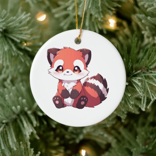 schattige rode panda keramisch ornament (Boom)