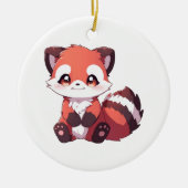 schattige rode panda keramisch ornament (Voorkant)
