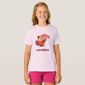 Schattige Rode Panda met Bloem  T-shirt (Voorkant volledig)
