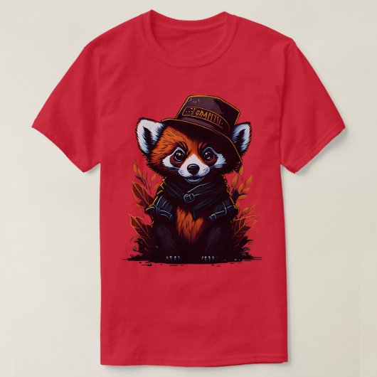 schattige rode panda met pet 3 t-shirt (Design voorkant)