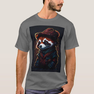 schattige rode panda met pet t-shirt