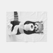 Schattige Rode Panda met Toiletpapier Minimalistis Fleece Deken (Voorkant (Horizontaal))