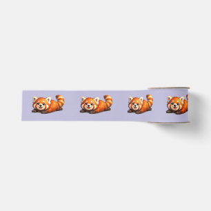 Schattige Rode Panda Ontspannen Kawaii Dierendesig Grosgrain Lint