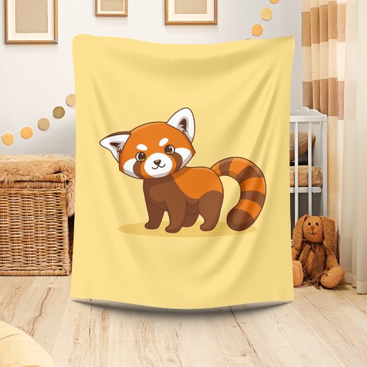 Schattige rode panda op geel fleece deken