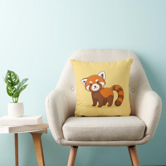 Schattige rode panda op geel kussen (Stoel)