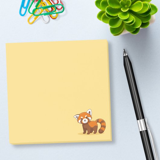 Schattige rode panda op geel post-it® notes