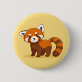 Schattige rode panda op geel ronde button 5,7 cm (Voorkant)